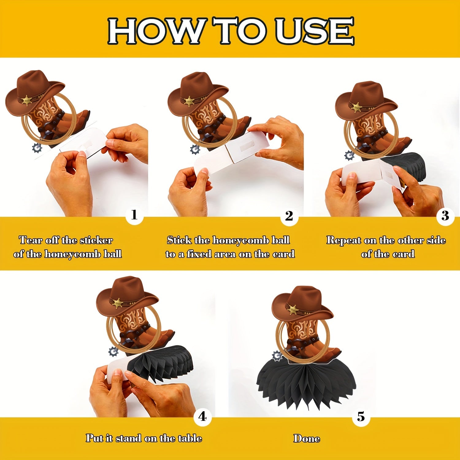 8pcs Western Cowboy Centerpieces for Tables