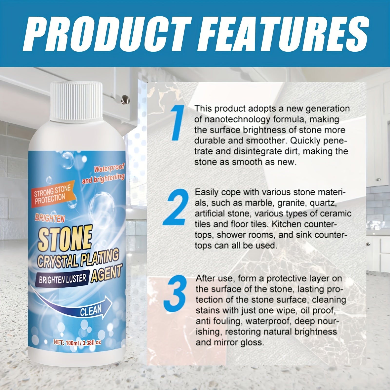 Stone Crystal Plating Agent for Quartz Countertop Repair