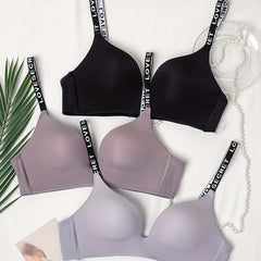 3pcs Letter Print T Shirt Bras Women's Lingerie & Underwear