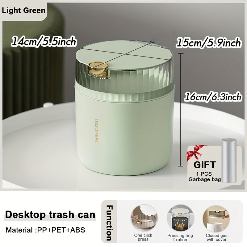 Desktop Trash Can With Lid Waste Bin Home Garbage Basket