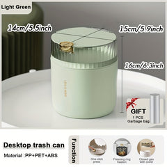 Desktop Trash Can With Lid Waste Bin Home Garbage Basket