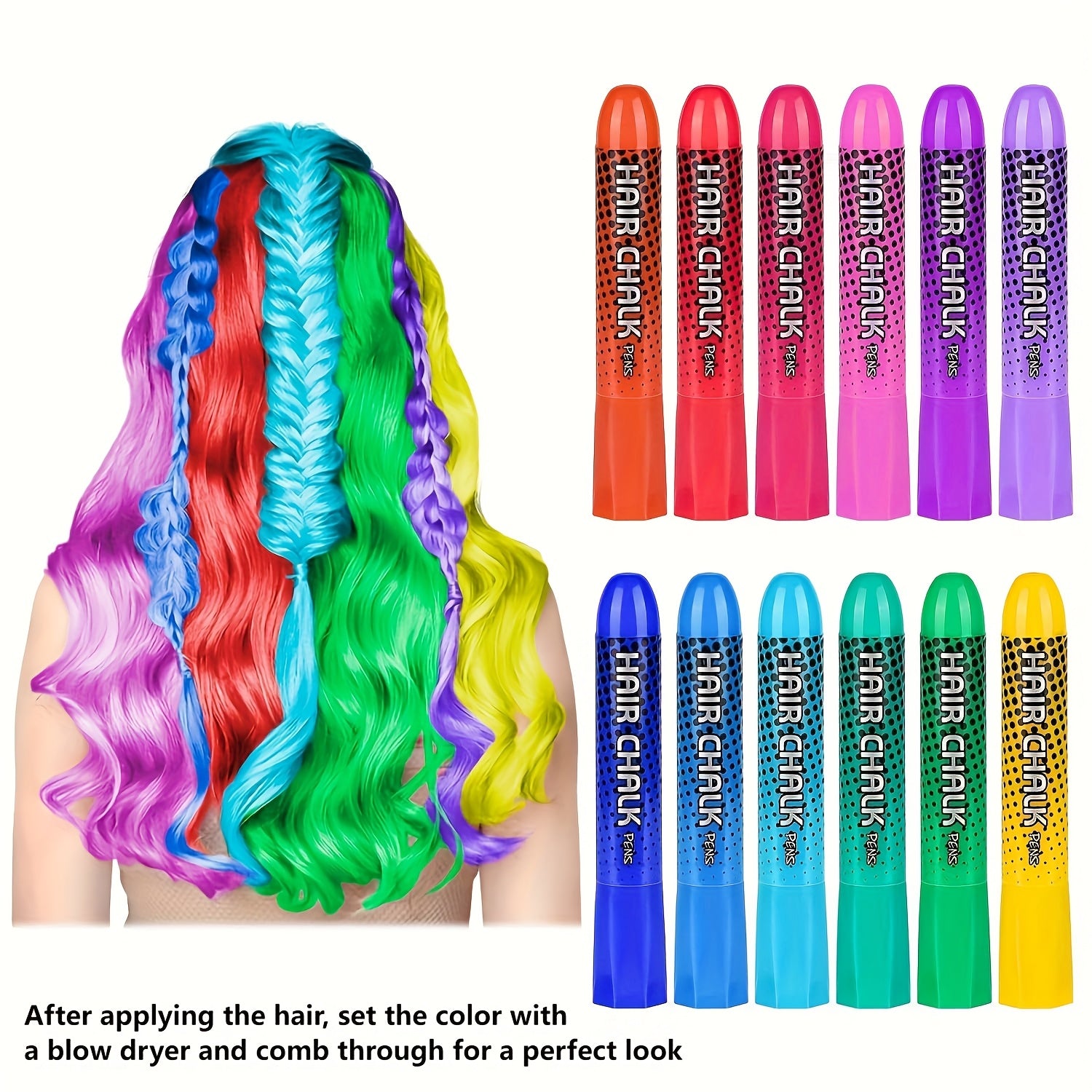 Water Based Hair Coloring Pen Bright Colors for Cosplay Proms