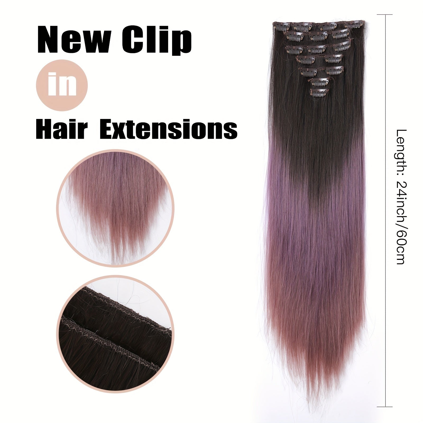 Ombre Clip In Hair Extensions Straight 7PCS