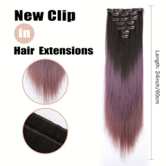 Ombre Clip In Hair Extensions Straight 7PCS