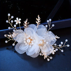 Girls Sweet Flowers Faux Pearl Hair Clips Hanfu Hair Accessories