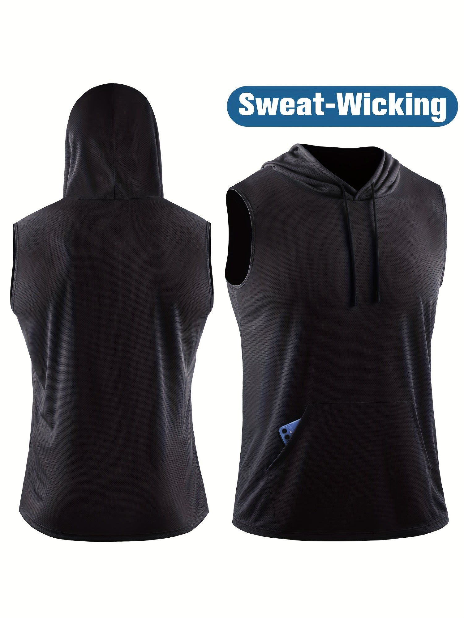 Men's Hooded Sleeveless Stretch Tank Top