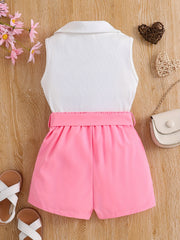 2pc Toddler Girls Sleeveless Vest Top & Shorts Set