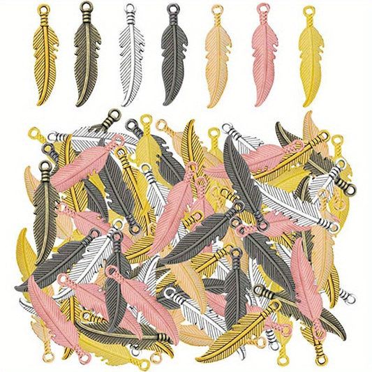 30pcs Alloy Feather Charms Pendants for DIY Jewelry Making Bracelet Necklace