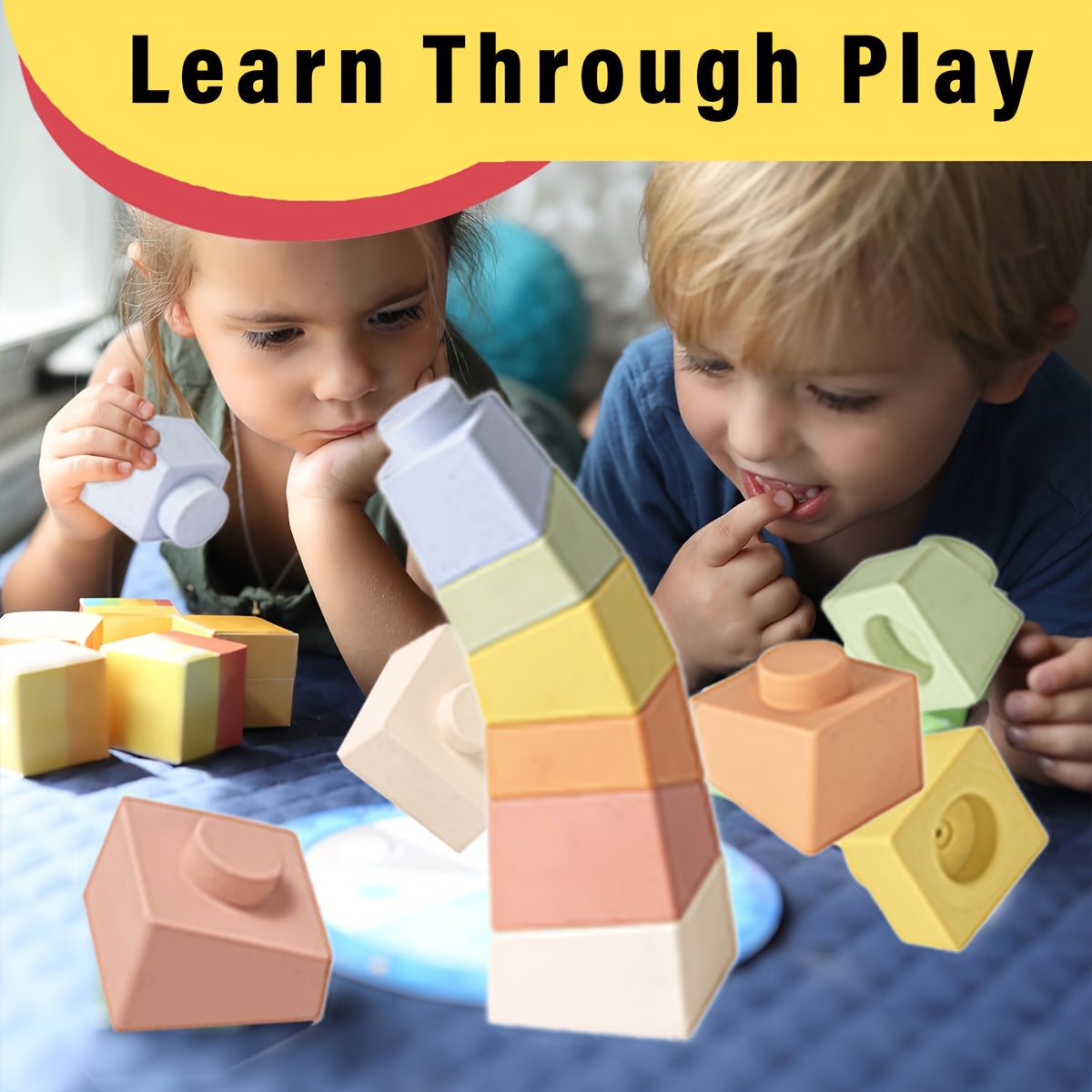 Colorful PVC Stacking Blocks Tower for Kids