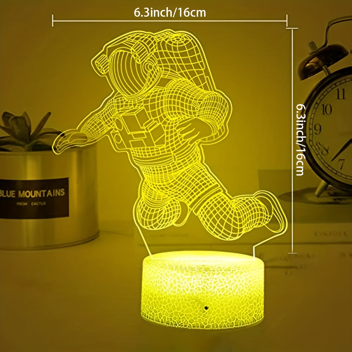 Spaceman 3D Night Light Astronaut Rocket LED Lamp, 16 Colors, Remote Control