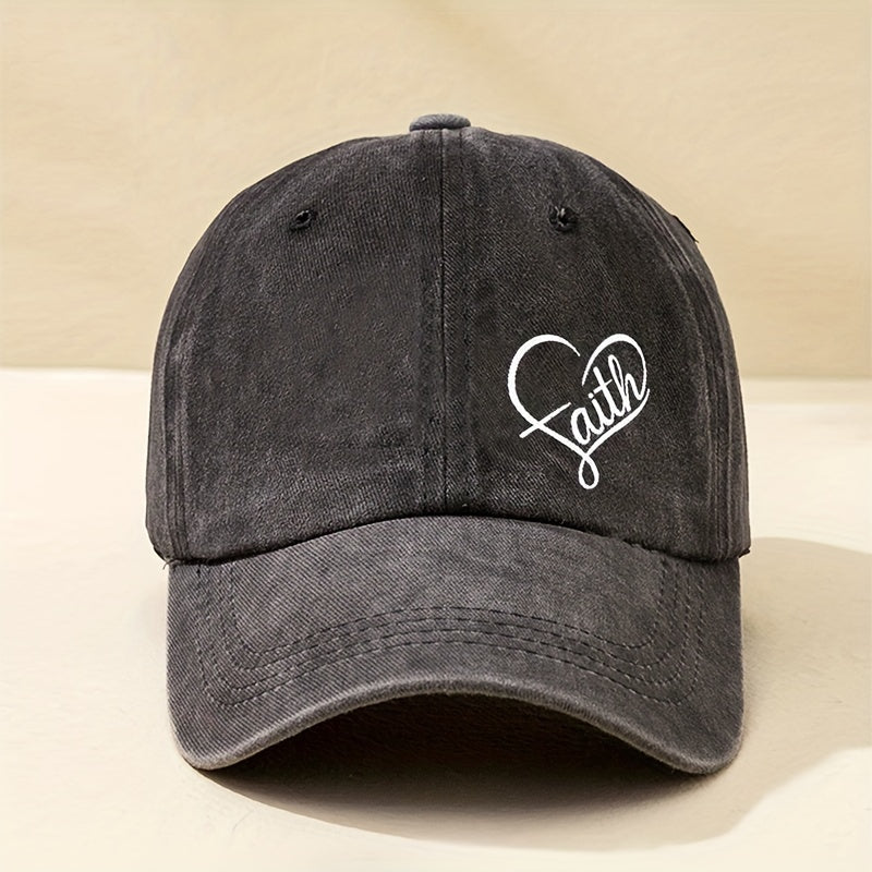 FAITH Heart Print Baseball Cap Unisex Couple Sun Hat