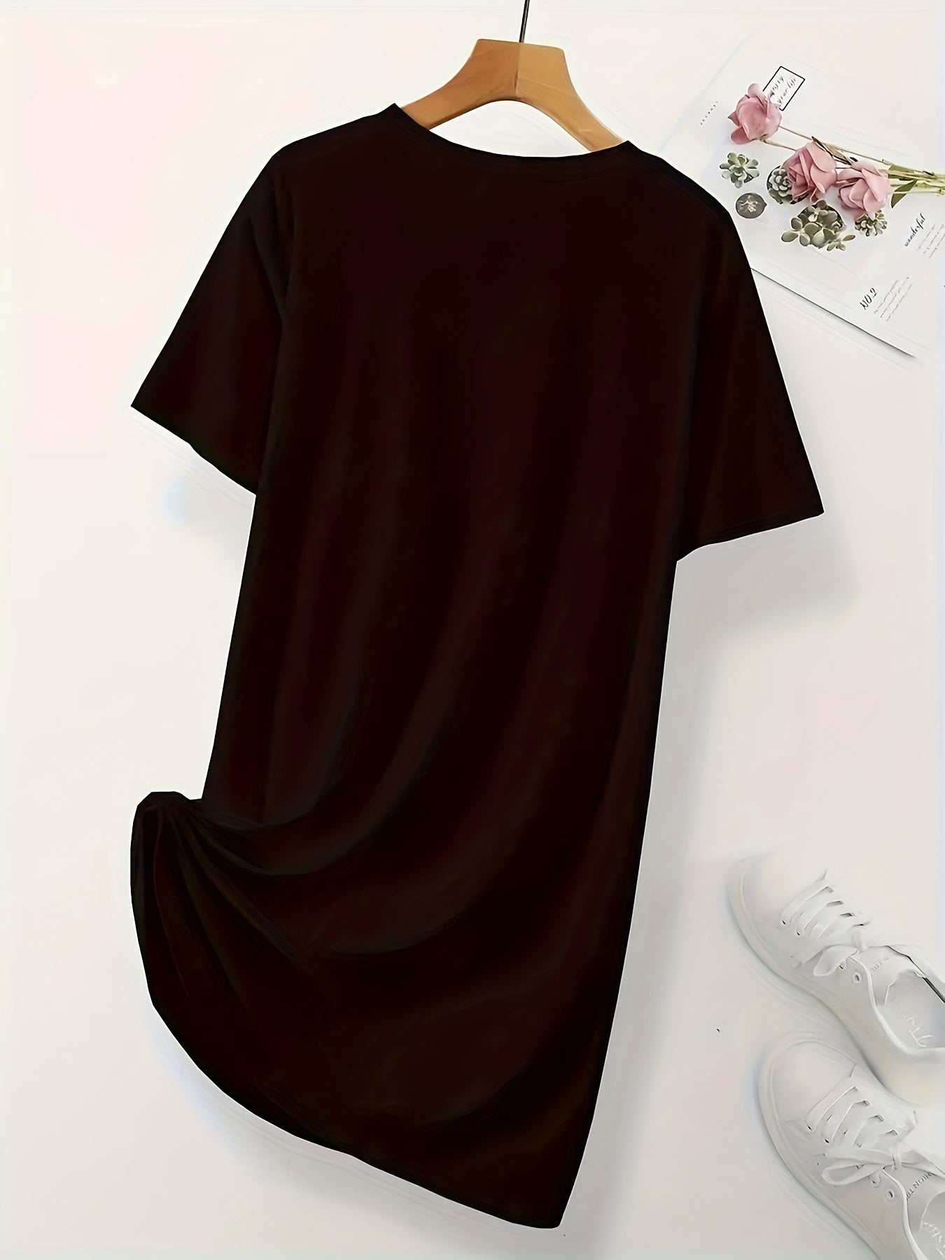 Cartoon Cat Print NightDress Short Sleeve Pajama Dress