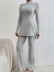 Ribbed Lounge Set Top & Pants Women's Loungewear