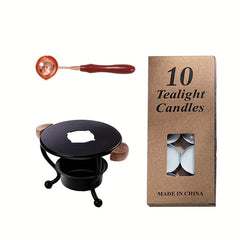 Wax Seal Stove Set With Spoon & 10 Waxes for Sealing Cards