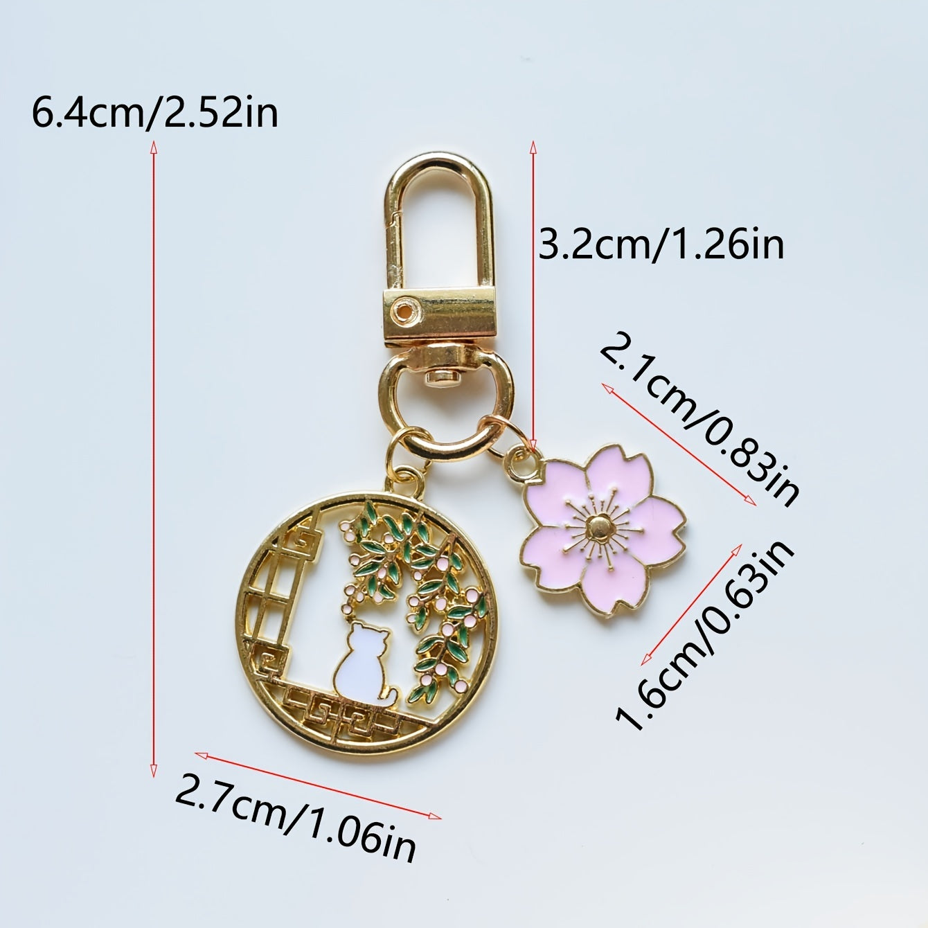 Cartoon Kitten Sakura Keychain Cat Flower Bag Accessories