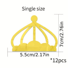 12pcs Crown Acrylic Mirror Stickers Self Adhesive Waterproof