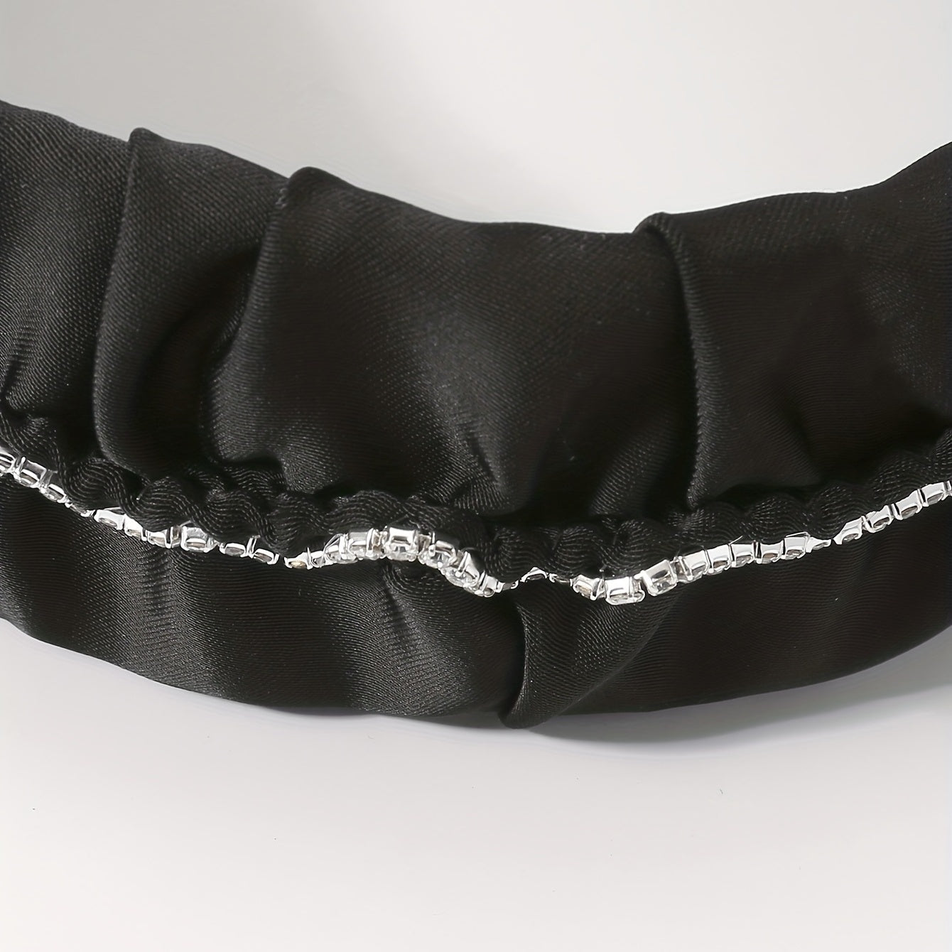 Vintage Rhinestone Headband Ruched Ruffled Headdress Hair Accessories