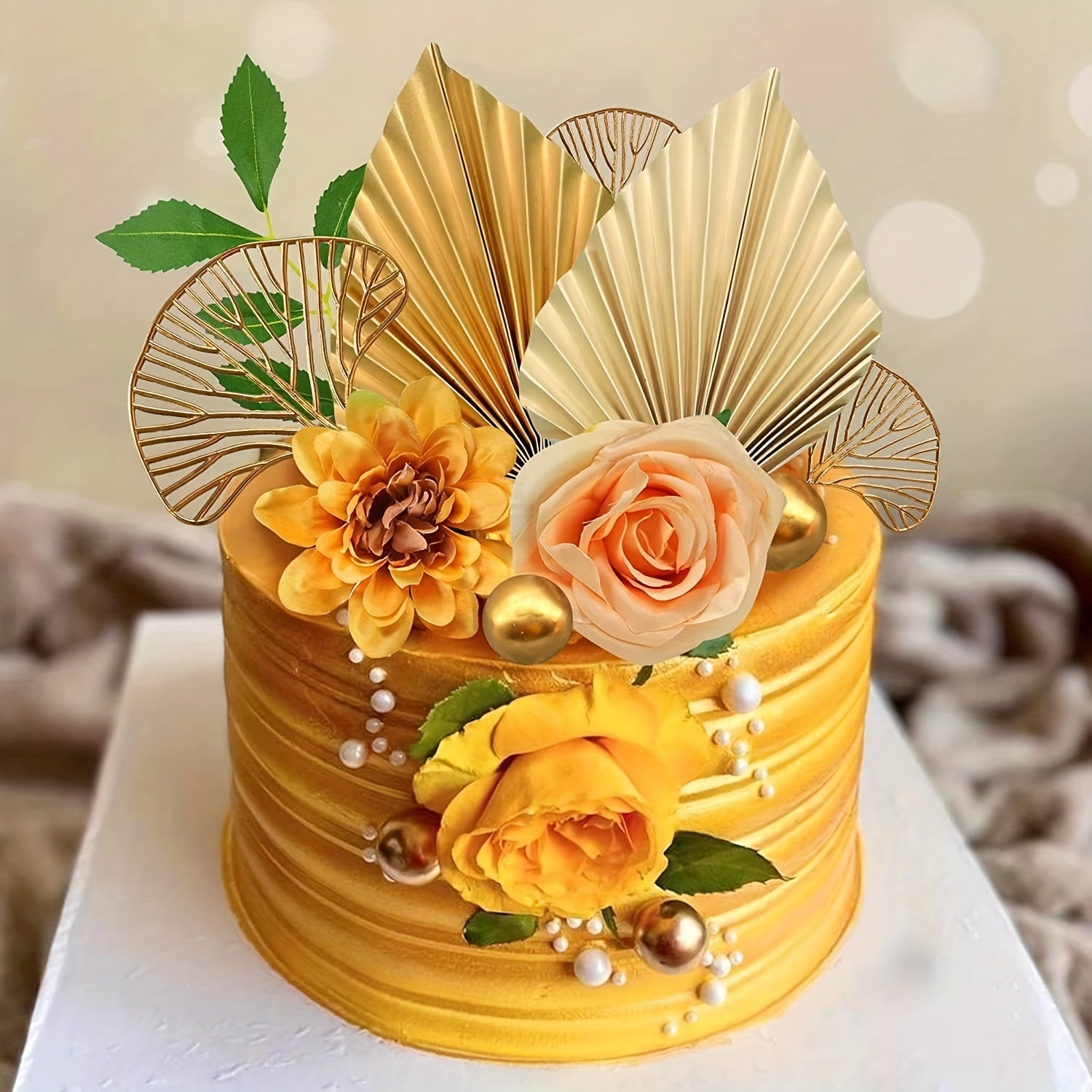 Bohemian Style Paper Leaves Cake Decor Inserts