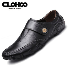 CLOHOO Retro Loafers Slip On Sneakers Light Brown