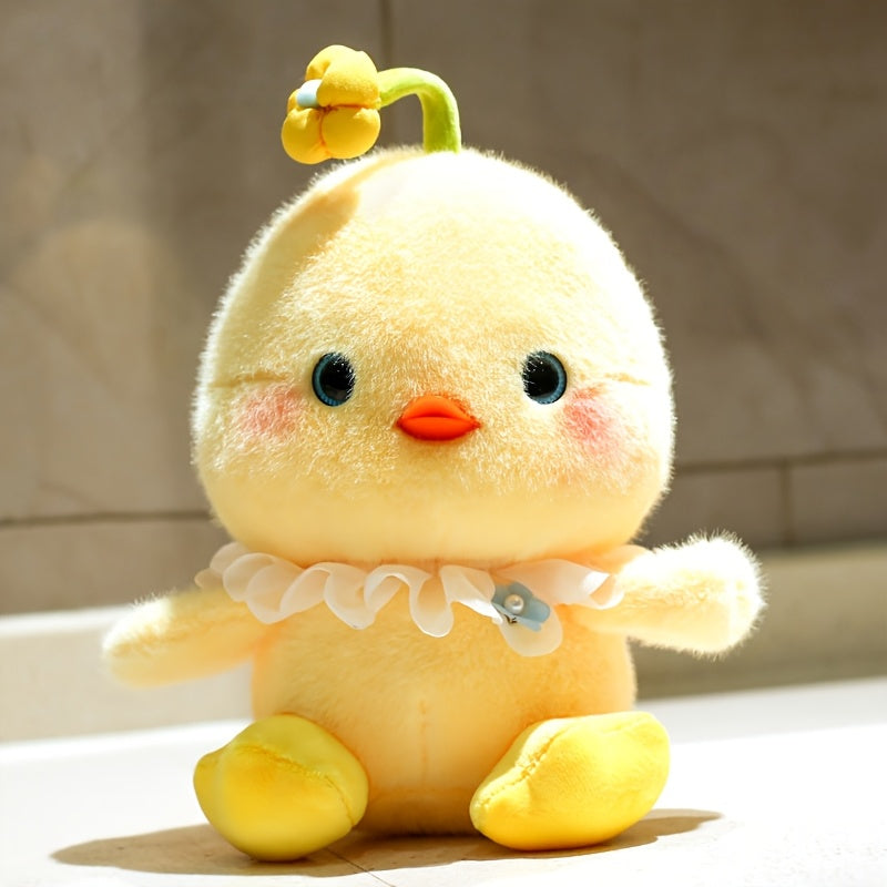 Yellow Flower Chick Plush Toy Soft Polyester Holiday Gift