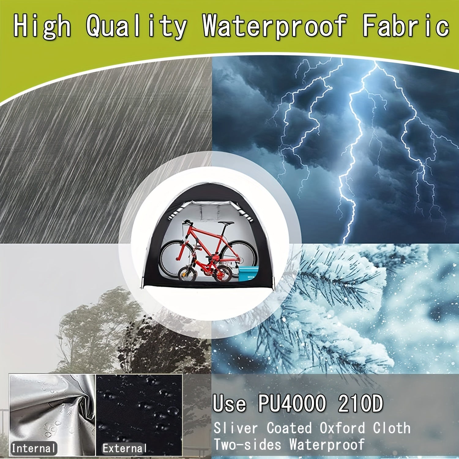 210D Oxford Bike Storage Shed Tent Waterproof Cover for 2 Bicycles