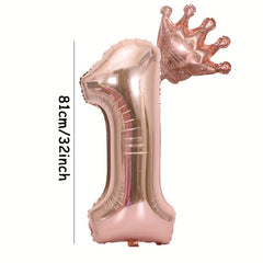 Rose Golden Crown Foil Balloon Set for Party Decor