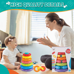 Rainbow Stackable Rings Sensory Educational Toy for Toddlers