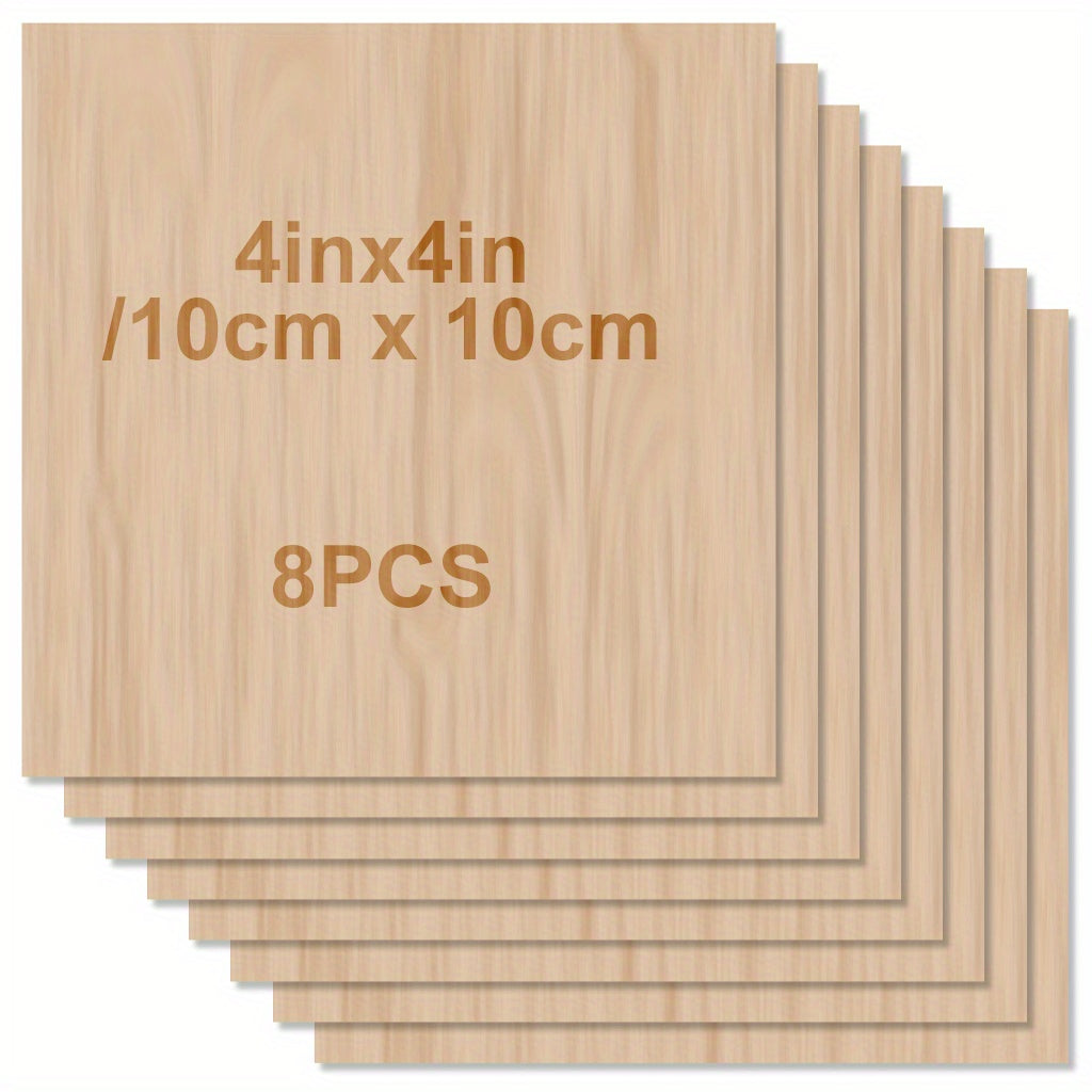 Unfinished Wood Sheets for Crafts 4x4x1.5in 2mm Thick Smooth Surfaces