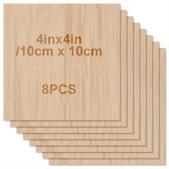 Unfinished Wood Sheets for Crafts 4x4x1.5in 2mm Thick Smooth Surfaces