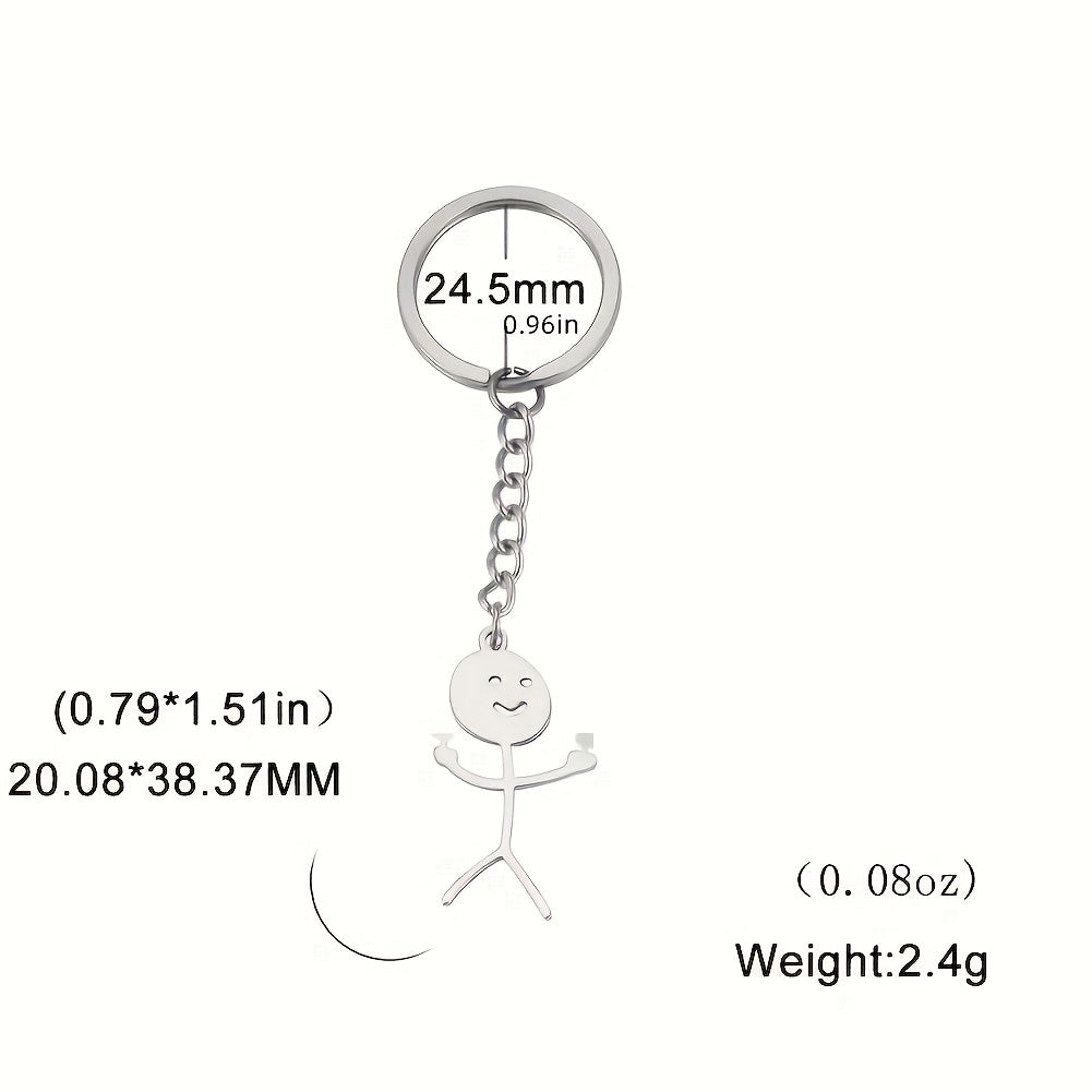 Funny Man Keychain Titanium Steel Couple Gift Keyring
