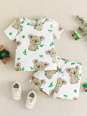 Baby Boys Koala Outfit Short Sleeves Round Neck T shirt & Shorts Casual