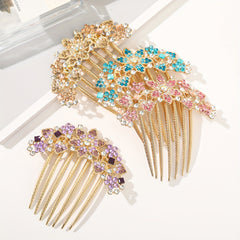 Crystal Rhinestone Hair Comb Flower Decor Non-slip Hair Ornament