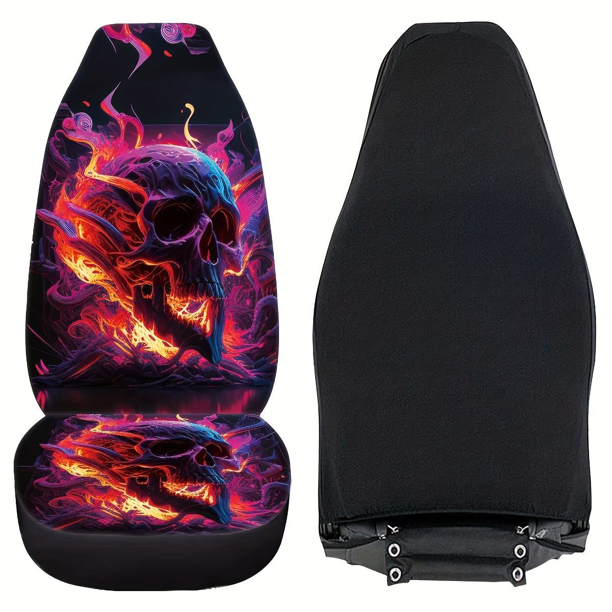 Flame Skull Print Car Seat Cover
