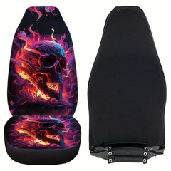 Flame Skull Print Car Seat Cover