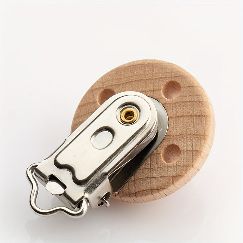 30mm Beech Wood Pacifier Clip Three Hole Wooden Clip DIY Anti Drop Chain