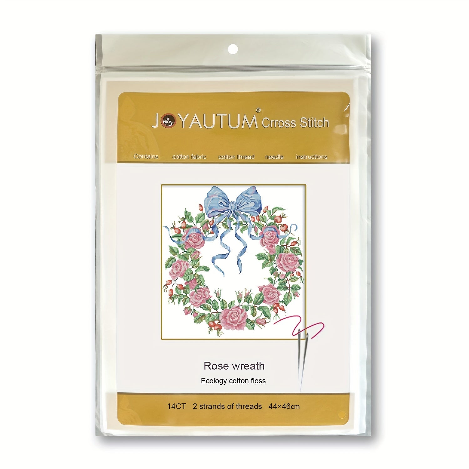 Rose Wreath Christmas Cross Stitch 14CT Cotton Cloth Small Embroidery Decor