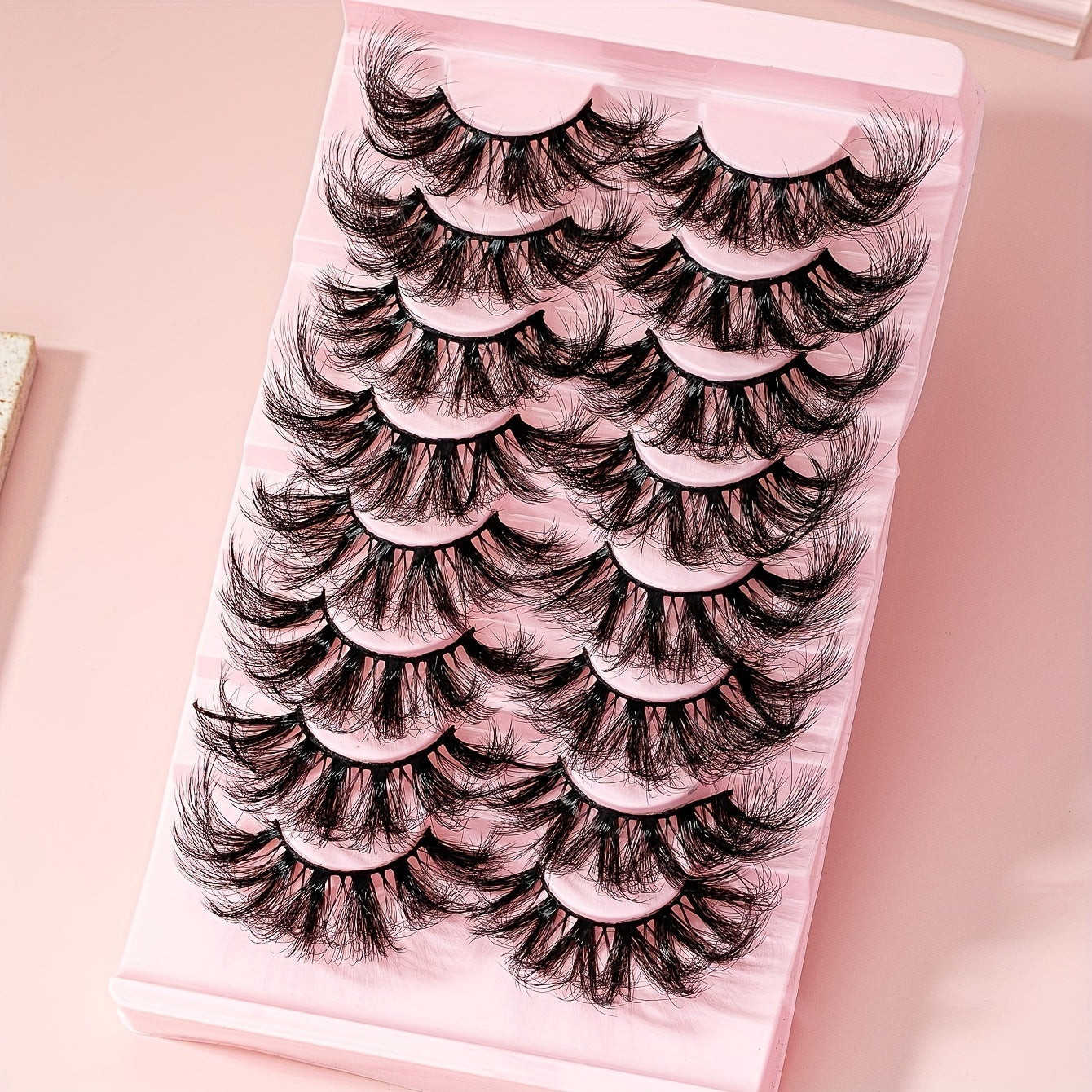 8 Pairs 25mm Cat Eye Faux Mink Lashes 9D Wispy Dramatic Thick Volume Makeup Tool