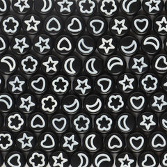 100pcs 4 7mm Star Moon DIY Colorful English Letter Flat Beads