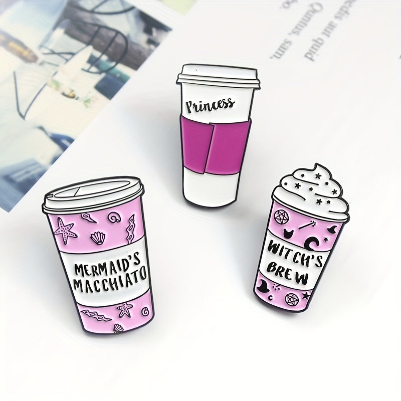 Cartoon Coffee Cup Milk Ice Cream Brooch Pin