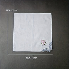 3PCS 60S Embroidered Handkerchief Lace Butterfly Wedding Hankies