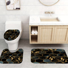 Modern Bee Trough Hexagonal Pattern Shower Curtain Set