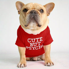 Dog Shirt But Psycho Letter Print Pet Dog Clothes Funny Pet T shirt