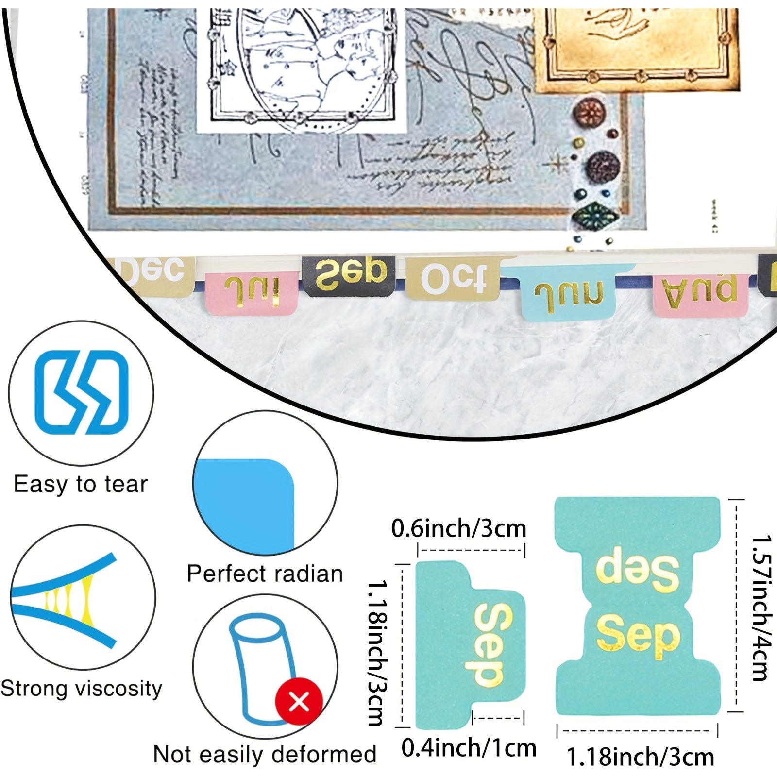 48pcs Self Adhesive Month Stickers for Journal and Notebook