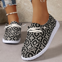 Geometric Pattern Flat Shoes Women's Shallow Mouth Casual Shoes