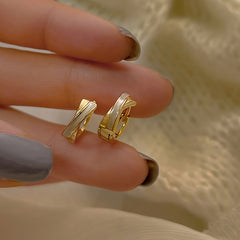 18K Plated Small Hoop Huggie Earrings Ear Buckle Daily Casual