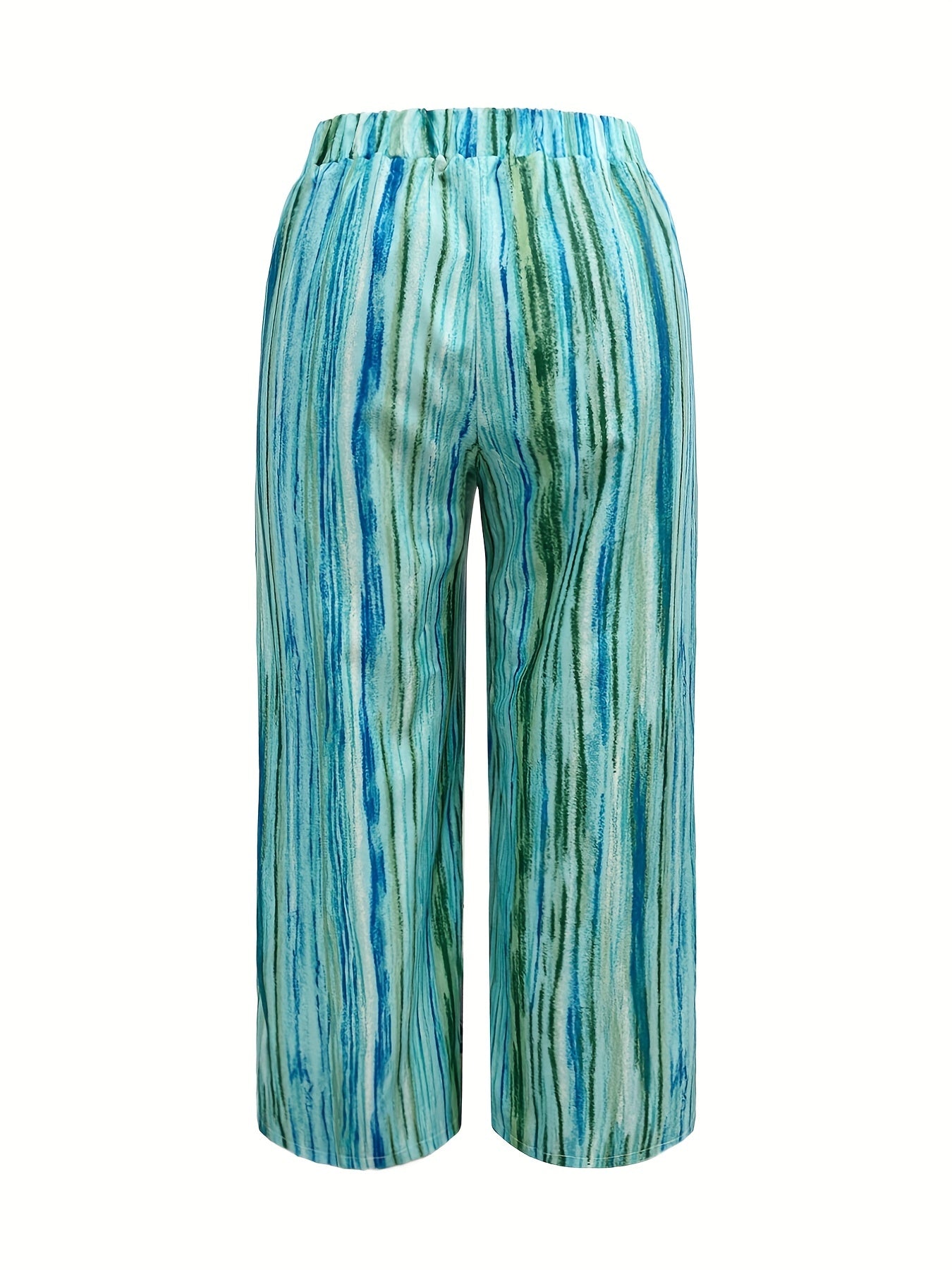 Women's Plus Stripe Print Wide Leg Pants