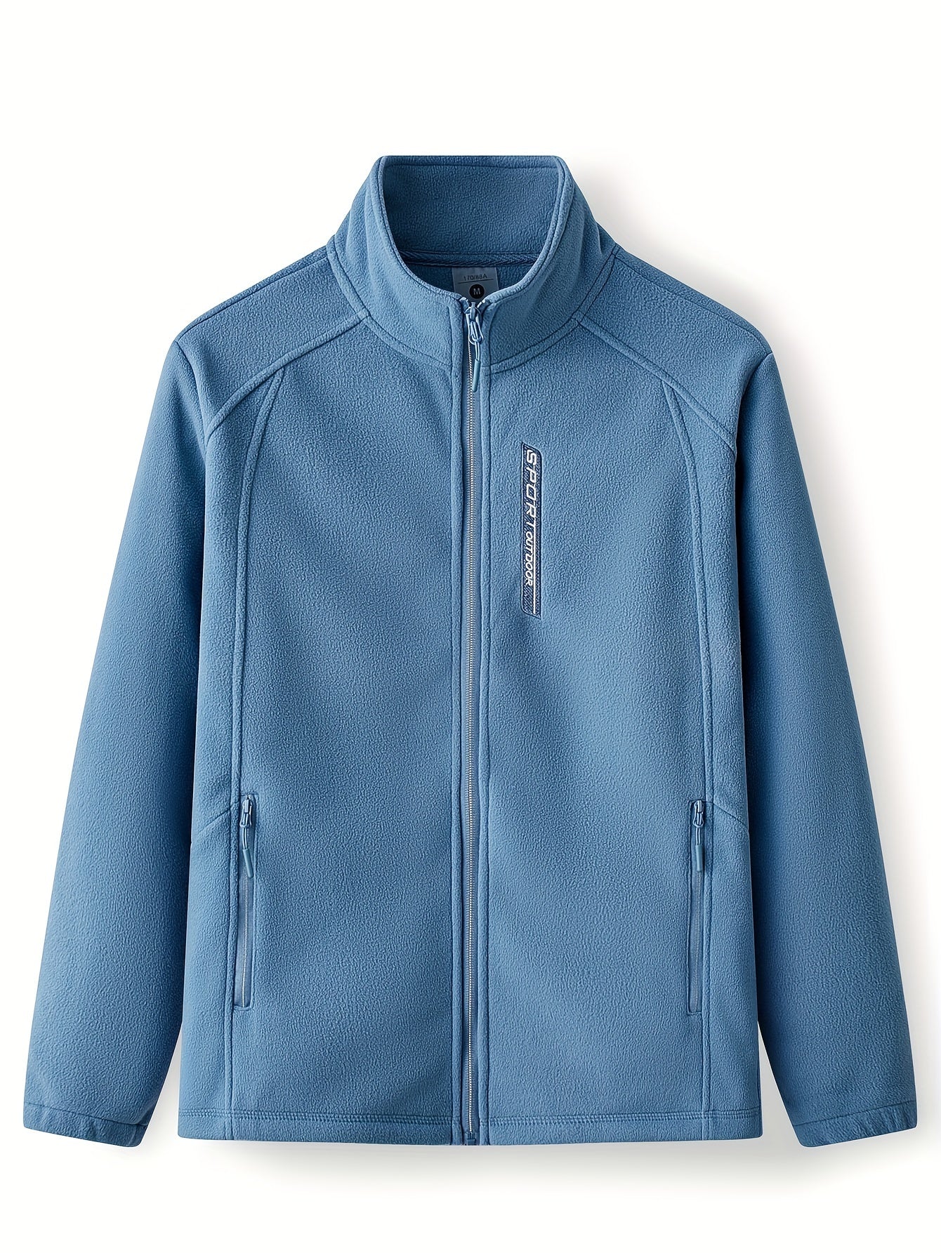 Men's Solid Fleece Jacket Zip Up Long Sleeve Top