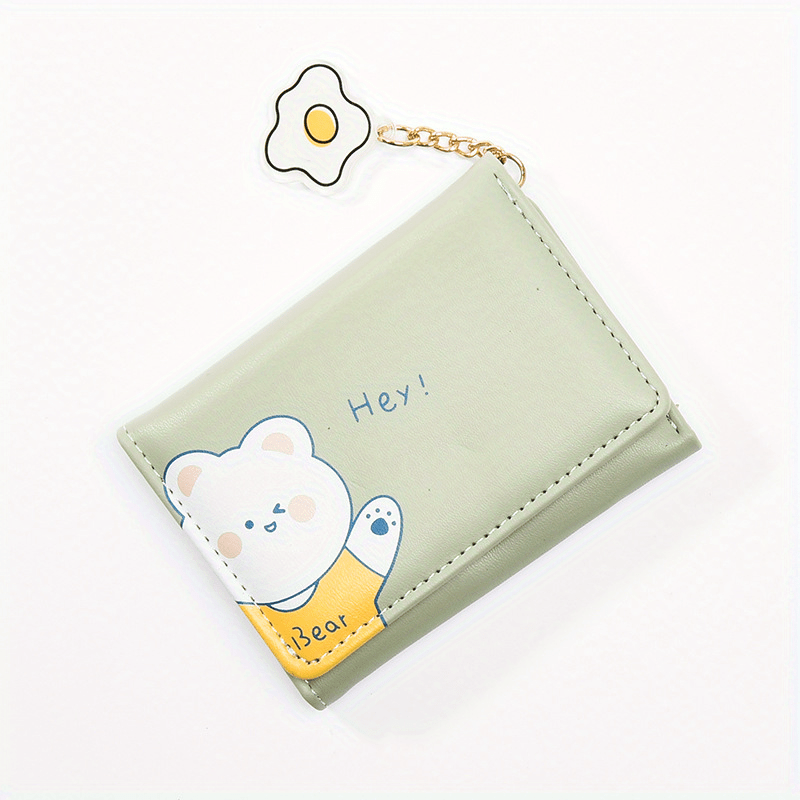 Cartoon Bear Wallet PU Leather Three Fold Coin Purse for Girls