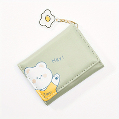 Cartoon Bear Wallet PU Leather Three Fold Coin Purse for Girls