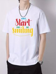 Men's Colorful Letters Print Slim Fit Top For Spring Summer